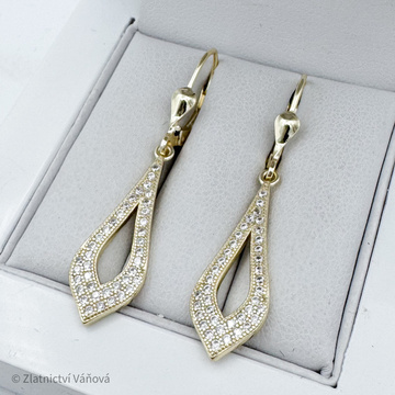 Stříbrné pozlacené náušnice visací na klapku